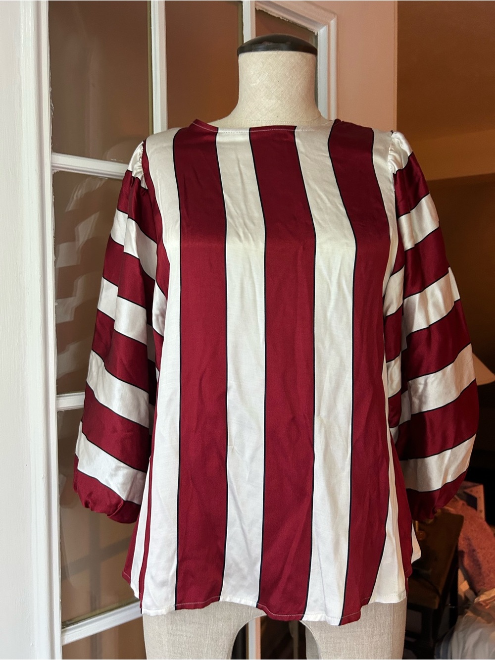 Maeve Maria striped blouse with balloon sleeves. Sz. 4 - Picture 6 of 13